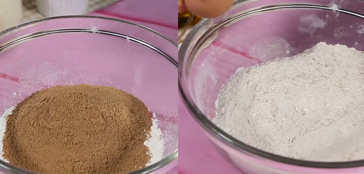 Trộn đều bột milo và bột mì